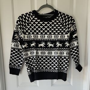 Black and White Reindeer Pattern Sweater